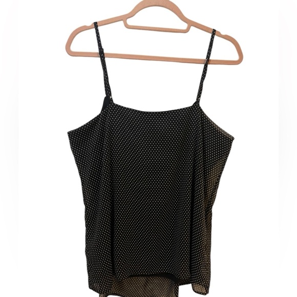 Y2K polka dot tank top sheer overlay black white XL - Picture 2 of 6
